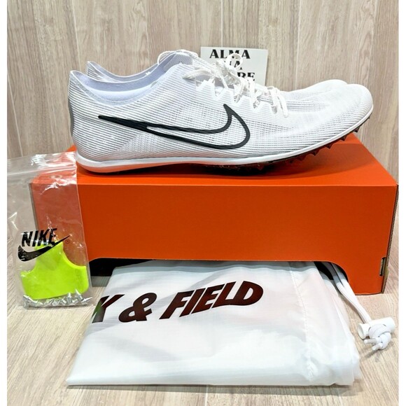 Nike Zoom Mamba 6 White Running Field Track Spike DR2733-100 Men Sz 12 W Sz 13.5
